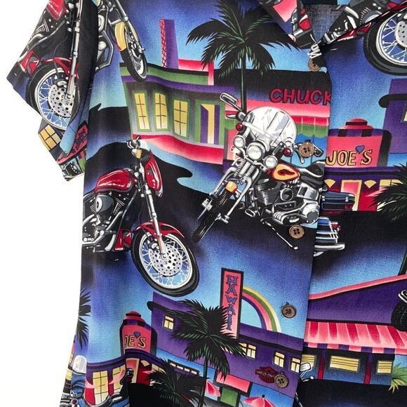 Harley Davidson x Tori Richard Vintage Womens Aloha Shirt Hawaiian Button Front - Picture 6 of 16